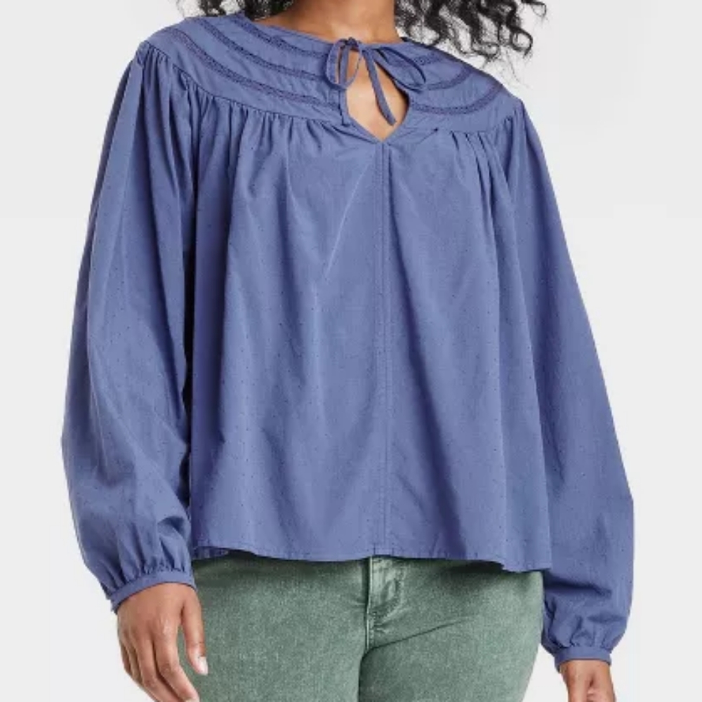 Balloon Long Sleeve Tie-Front Blouse - Universal Thread
